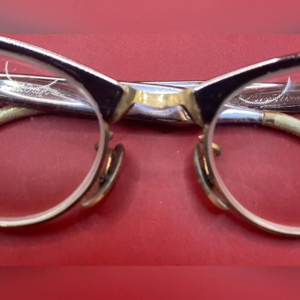 Vintage Art Craft Eyeglasses Cats Eyes Etched 12K GF 1950’s *Read*